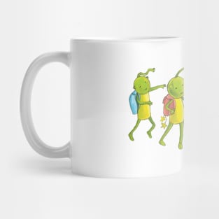 Martians Walking Illustration Mug